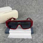 Bold Shield Sunglasses - Oversized Red Frame UV Protection Eyewear