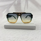 Geometric Gradient Sunglasses with Gold Accents for UV Protection