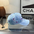 Distressed Denim Baseball Cap - Vintage Washed Streetwear Hat