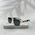 Gold Tone Geometric Sunglasses, UV Protection Men's Eyewear
