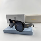 Premium Oversized Aviator Sunglasses - Gold Medusa Accent Black Frame