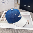 Two-Tone Denim Baseball Cap with Signature Geometric Logo Patch