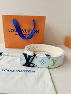 Multi-Color Monogram Canvas Belt, 40mm Reversible Leather Strap