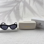 Classic Black Cat-Eye Sunglasses with Gold Baroque Temples