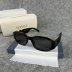 Premium Oval Black Sunglasses - UV Protection Vintage Frames