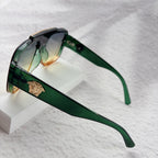 Geometric Gradient Sunglasses with Gold Accents for UV Protection