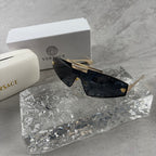 Modern Gold Metal Shield Sunglasses - Unisex UV Protection Eyewear