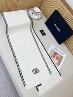 White Knit Wool & Cashmere Scarf