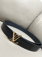 Reversible Calfskin Leather Belt with Dual-Texture Finish width 4.0cm