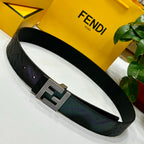 Gradient Monogram Leather Belt with Textured Buckle Width 4.0cm