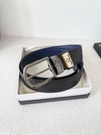 Men’s Leather Belt with Silver Buckle