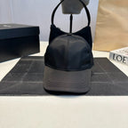 Nylon Baseball Cap with Metal Plaque — Black