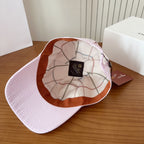 Blush Pinstripe Silk-Cotton Cap