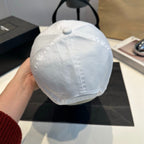 Distressed Cotton Baseball Cap with Tonal Embroidery — White