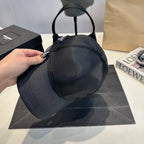 Nylon Baseball Cap with Metal Plaque — Black