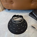 Pearl Accent Woven Sun Visor Hat