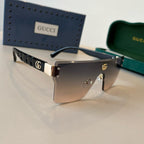 Oversized Shield Sunglasses with Gold Accent Detailing